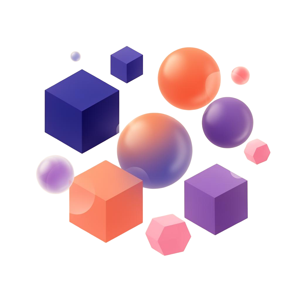 Colourful 3D geometric shapes representing learning and growth